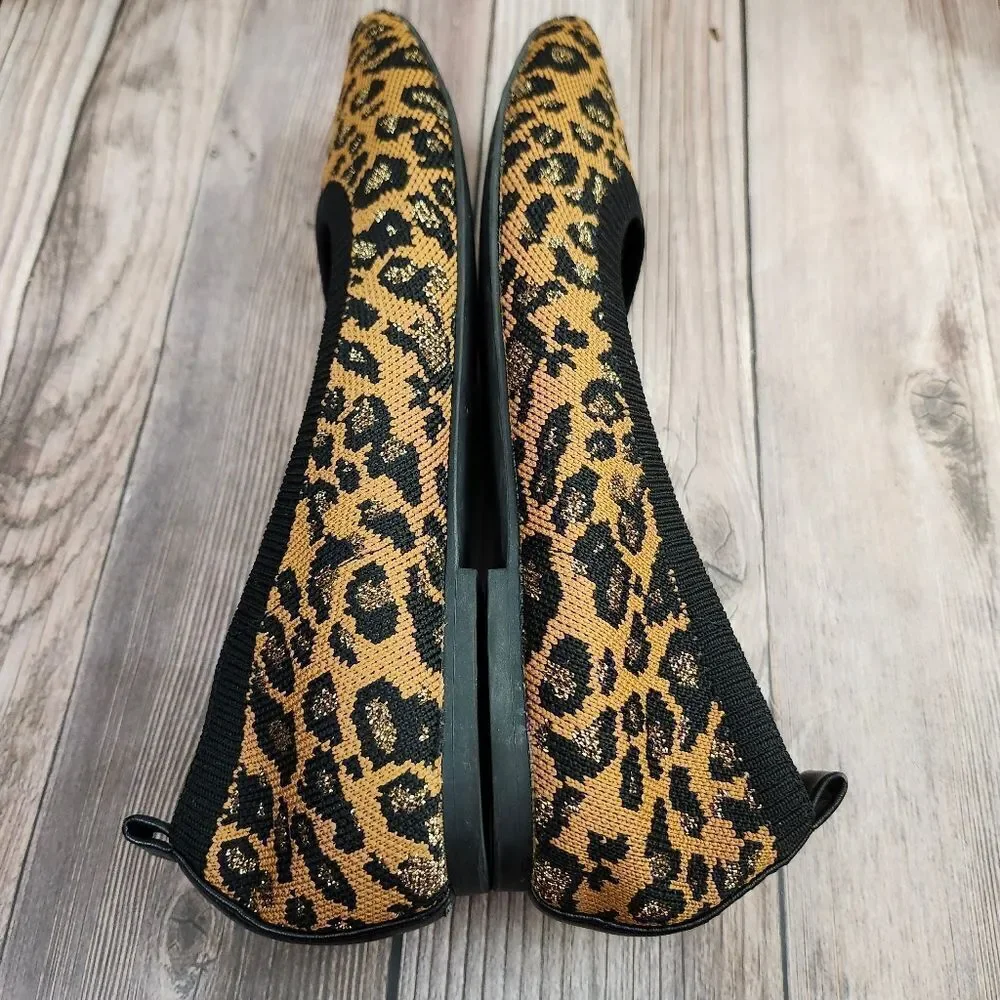 Sanctuary knit Leopard print ballet flats leather lining Sz 7.5‎